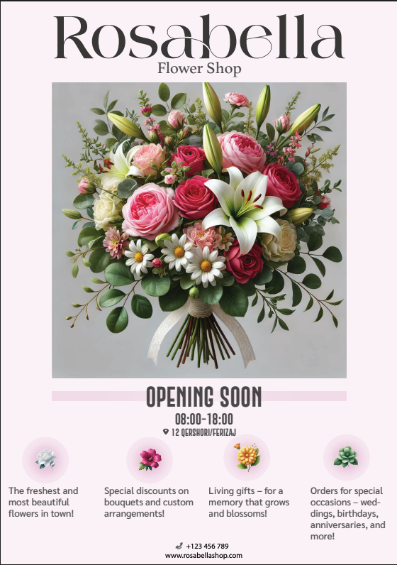 Rosabella Flower Shop — Opening Soon poster